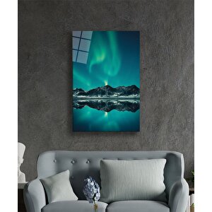 Dağ Yansıma Manzarası Cam Tablo Ev Ve Ofis Duvar Dekoru 36x23 cm