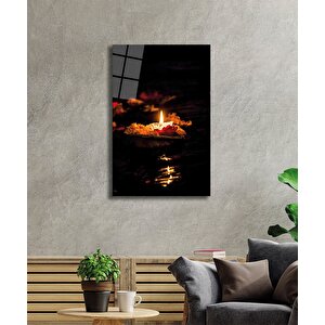 Sarı Mum Cam Tablo Yellow Candle 36x23 cm