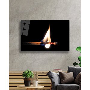 Yanan Kibritalev Siyah Cam Tablo 90x60 cm