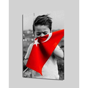 Bayrak Ve Çocuk Cam Tablo 36x23 cm