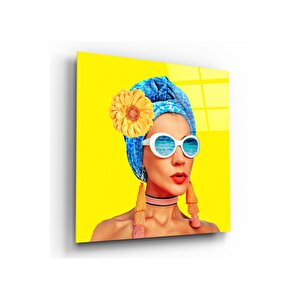 Sarı Portre Cam Tablo 50x50 cm