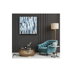 Mavi Tonlar Cam Tablo 80x80 cm
