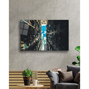 Bina Görüntüsü Ve Mavi Beyaz Bulutlar Tablo 50x70 cm