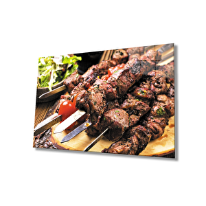 Et Şiş Mutfak Yemek Cam Tablo 50x70 cm