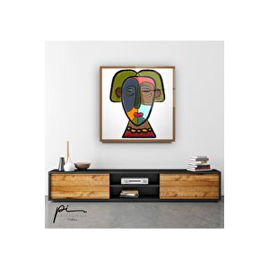 Etnik Portre Cam Tablo 80x80 cm