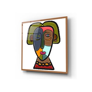 Etnik Portre Cam Tablo 50x50 cm