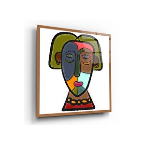 Etnik Portre Cam Tablo 30x30 cm