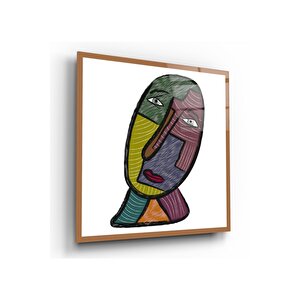 Etnik Portre Cam Tablo 50x50 cm