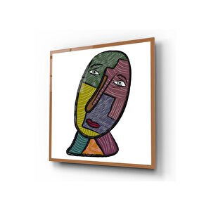 Etnik Portre Cam Tablo 50x50 cm