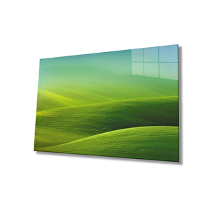 Mavi Yeşil Dalgalı Cam Tablo Blue Green Wavy 50x70 cm