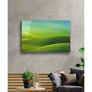 Mavi Yeşil Dalgalı Cam Tablo Blue Green Wavy 50x70 cm