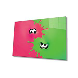 Pembe Yeşil Göz Cam Tablo Pink Green Eye 50x70 cm