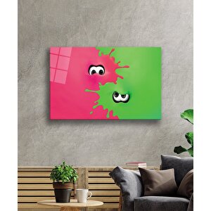 Pembe Yeşil Göz Cam Tablo Pink Green Eye 50x70 cm