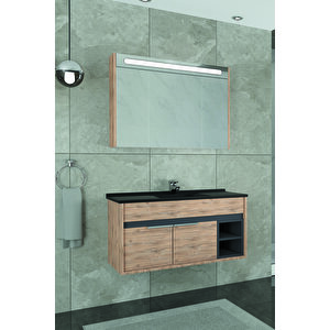 Napoli̇ 100 Cm Si̇yah Lavabolu Banyo Dolabi Dorado/antrasi̇t - Boy Dolap Hari̇ç