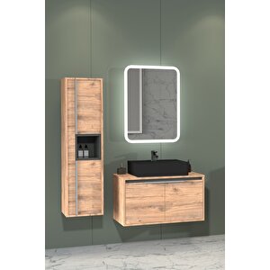 Camaro 80 Cm Si̇yah Lavabolu Banyo Dolabi - Boy Dolap Dahi̇l