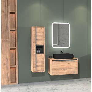 Camaro 80 Cm Si̇yah Lavabolu Banyo Dolabi - Boy Dolap Dahi̇l