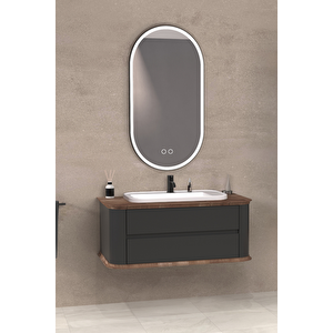 Pier 100 Cm Beyaz Lavabolu Banyo Dolabi Antrasi̇t / Kayin - Boy Dolap Hari̇ç