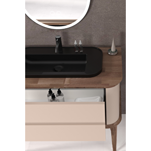 Pier 100 Cm Si̇yah Lavabolu Banyo Dolabi Vi̇zon / Kayin  - Boy Dolap Hari̇ç