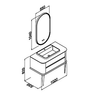 Pier 100 Cm Si̇yah Lavabolu Banyo Dolabi Vi̇zon / Kayin  - Boy Dolap Hari̇ç