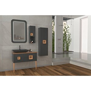 Züri̇h 100cm Antrasi̇t Lavabolu Banyo Dolabi Anrasi̇t/kaiyn - Boy Dolap Dahi̇l
