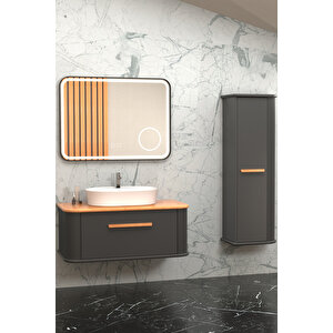 Casse 100 Cm Beyaz Lavabolu Banyo Dolabi Antrasi̇t / Kayin - Boy Dolap Dahi̇l