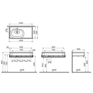 Vitra Equal 64088 Lavabo Ünitesi, 100 Cm, Havluluklu, Beyaz