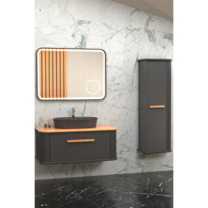 Casse 100 Cm Antrasi̇t Lavabolu Banyo Dolabi  Antrasi̇t / Kayin - Boy Dolap Dahi̇l
