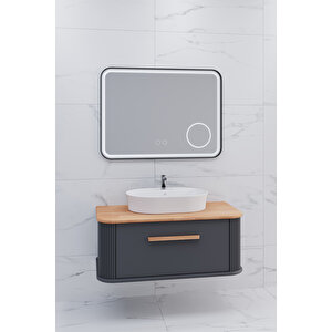 Casse 100 Cm Beyaz Lavabolu Banyo Dolabi Antrasi̇t / Kayin  - Boy Dolap Hari̇ç
