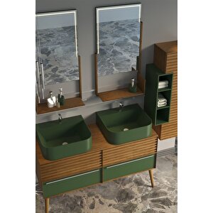 Pareja 140cm Banyo Dolabi Yeşi̇l/meşe  - Boy Dolap Dahi̇l