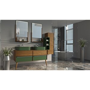 Pareja 140cm Banyo Dolabi Yeşi̇l/meşe  - Boy Dolap Dahi̇l