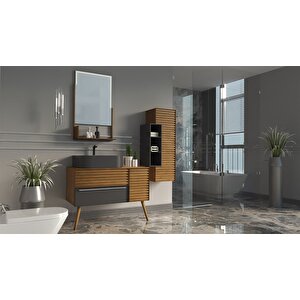 Zelena 100cm Banyo Dolabi Antrasi̇t/meşe - Boy Dolap Dahi̇l