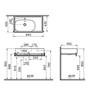 Vitra Equal 64083 Lavabo Ünitesi, 80 Cm, Havluluklu, Beyaz