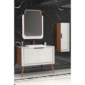 Mi̇gella 100cm Banyo Dolabi Beyaz/meşe - Boy Dolap Dahi̇l