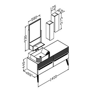 Unica 140 Cm Banyo Dolabi Meşe / Antrasi̇t - Boy Dolap Hari̇ç