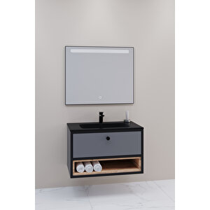 Espero 80 Cm Si̇yah Lavabolu Banyo Dolabi - Boy Dolap Hari̇ç
