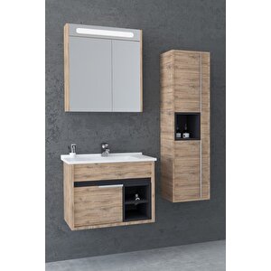 Napoli̇ 65 Cm Beyaz Lavabolu Banyo Dolabi   Dorado/antrasi̇t - Boy Dolap Dahi̇l