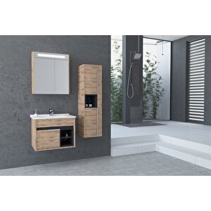 Napoli̇ 65 Cm Beyaz Lavabolu Banyo Dolabi   Dorado/antrasi̇t - Boy Dolap Dahi̇l
