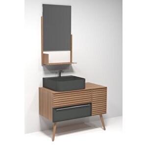 Zelena 100 Cm Banyo Dolabi - Antrasi̇t / Meşe