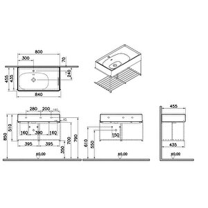 Vitra Equal 64084 Lavabo Ünitesi, 80 Cm, Raflı, Beyaz