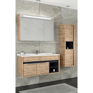 Napoli̇ 85 Cm  Beyaz Lavabolu Banyo Dolabi  Dorado/antrasi̇t - Boy Dolap Dahi̇l