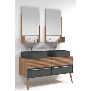 Pareja 140 Cm Banyo Dolabi - Antrasi̇t / Meşe