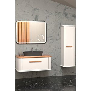 Casse 100 Cm Antrasi̇t Lavabolu Banyo Dolabi Beyaz / Kayin - Boy Dolap Dahi̇l