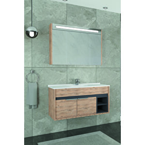 Napoli̇ 100 Cm Beyaz Lavabolu Banyo Dolabi Dorado/antrasi̇t - Boy Dolap Hari̇ç