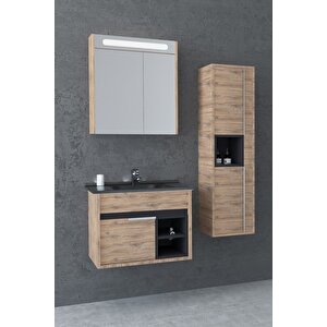 Napoli̇ 65 Cm Si̇yah Lavabolu Banyo Dolabi  Dorado/antrasi̇t - Boy Dolap Dahi̇l