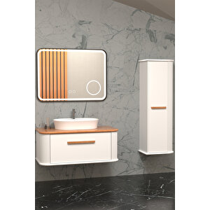 Casse 100 Cm Beyaz Lavabolu Banyo Dolabi Beyaz / Kayin - Boy Dolap Dahi̇l