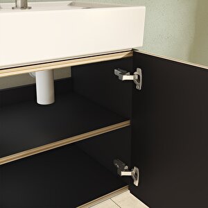 Vitra Archiplan 66557 Lavabo Dolabı, 45x38 Cm, Mat Siyah / Sağ