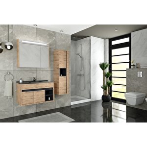 Napoli̇ 85 Cm Si̇yah Lavabolu Banyo Dolabi  Dorado/antrasi̇t - Boy Dolap Dahi̇l