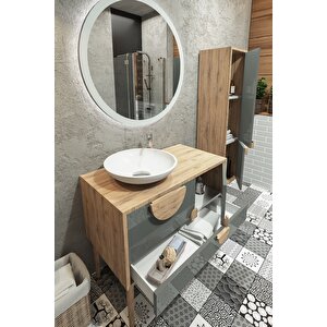 Boli̇vya 85 Cm Banyo Dolabi Antrasi̇t/dorado  - Boy Dolap Dahi̇l