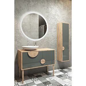 Boli̇vya 85 Cm Banyo Dolabi Antrasi̇t/dorado  - Boy Dolap Dahi̇l
