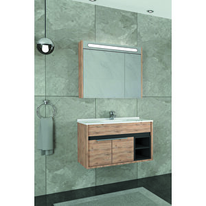 Napoli̇ 85 Cm Beyaz Lavabolu Banyo Dolabi    Dorado/antrasi̇t - Boy Dolap Hari̇ç